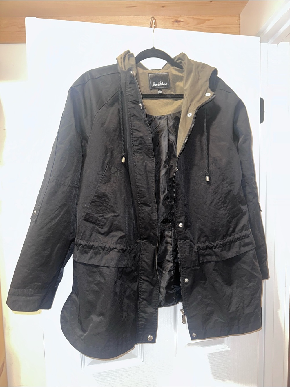 Sam Edelman Black Jacket with Olive Interior Hood